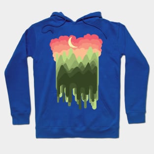 Crescent moon and green mountains Hoodie